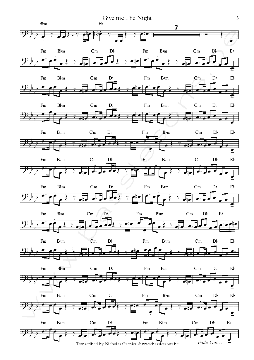 Bass Transcription of Give me the night by George Benson, with Abraham Laboriel on bass part3