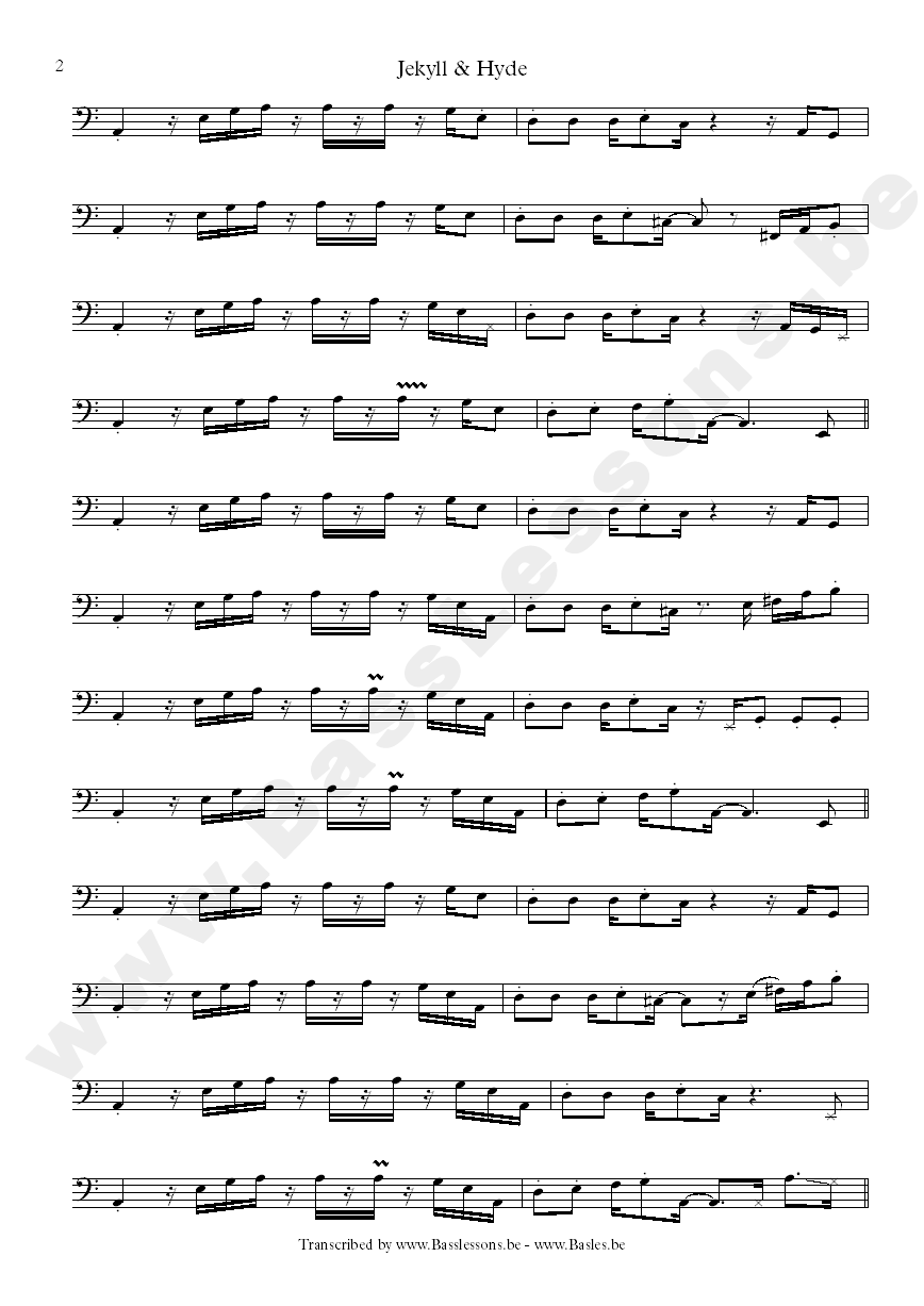 Marcus Miller Jekyll & Hyde Bass transcription