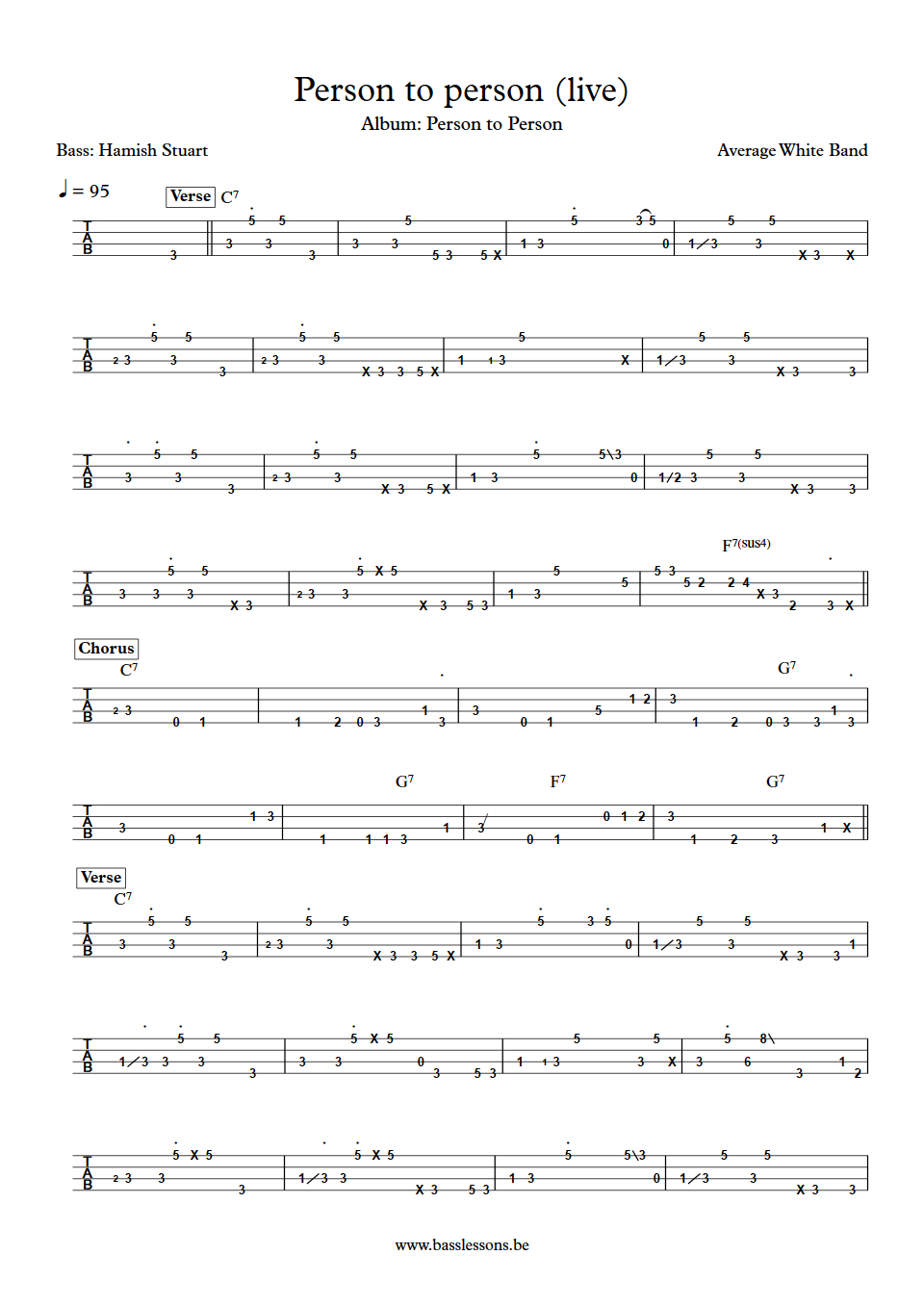 Average white band Person to person Alan Gorrie Bass Tabs