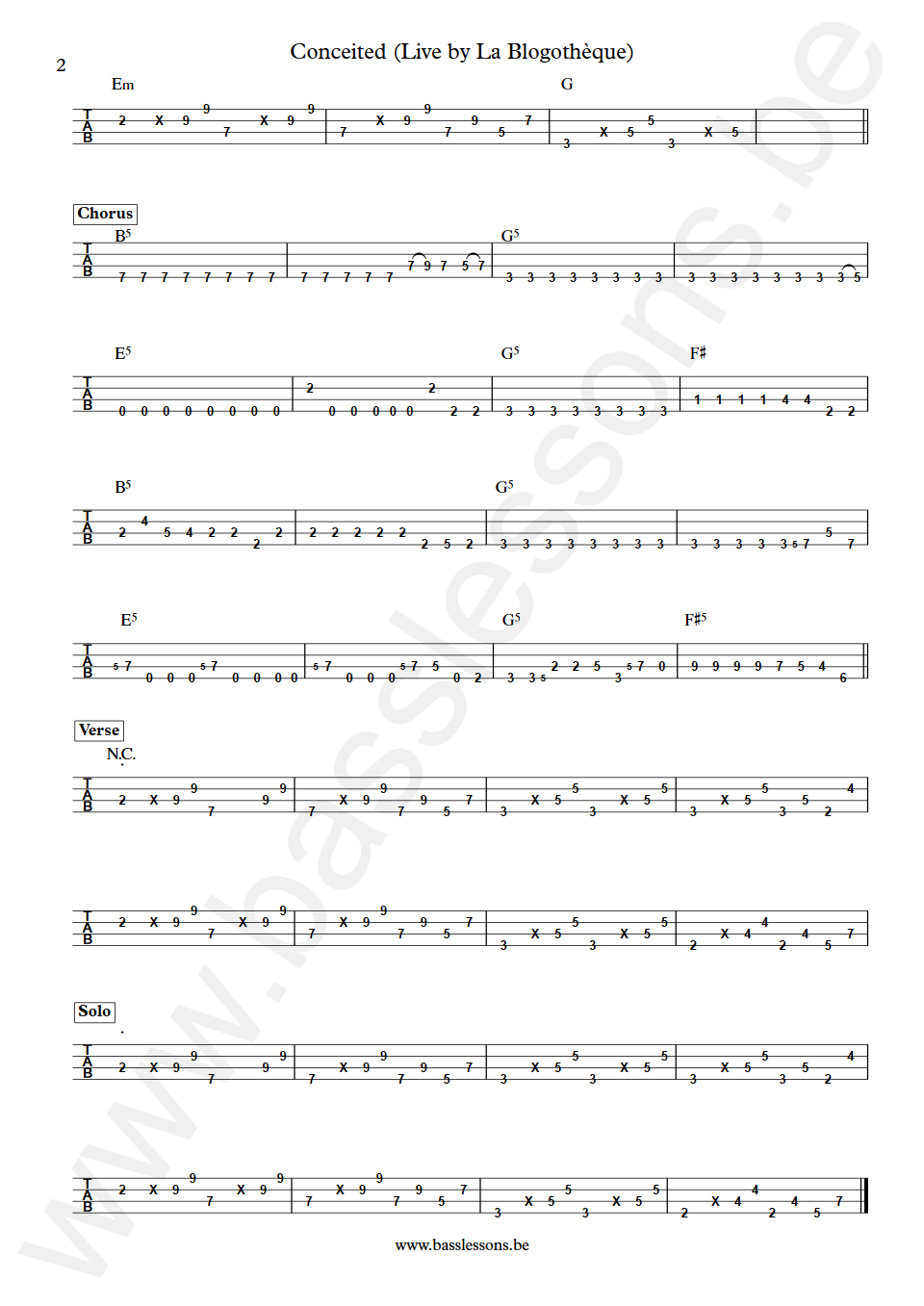 Lola Young Conceited Dylan Buzz Gold Bass Tab part 2