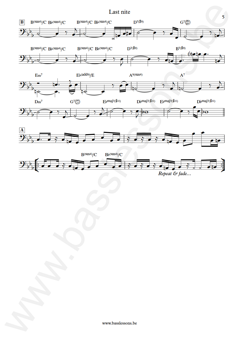 Larry Carlton Last nite Abraham Laboriel Bass Transcription part 5