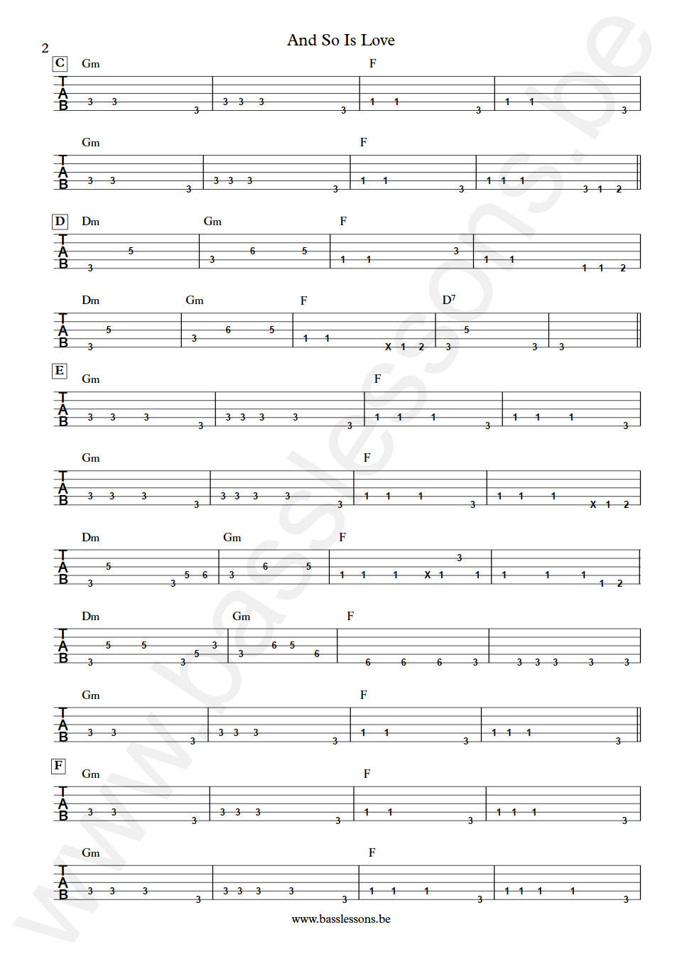 Kate Bush - And So Is Love - John Giblin Bass Tabs part 2