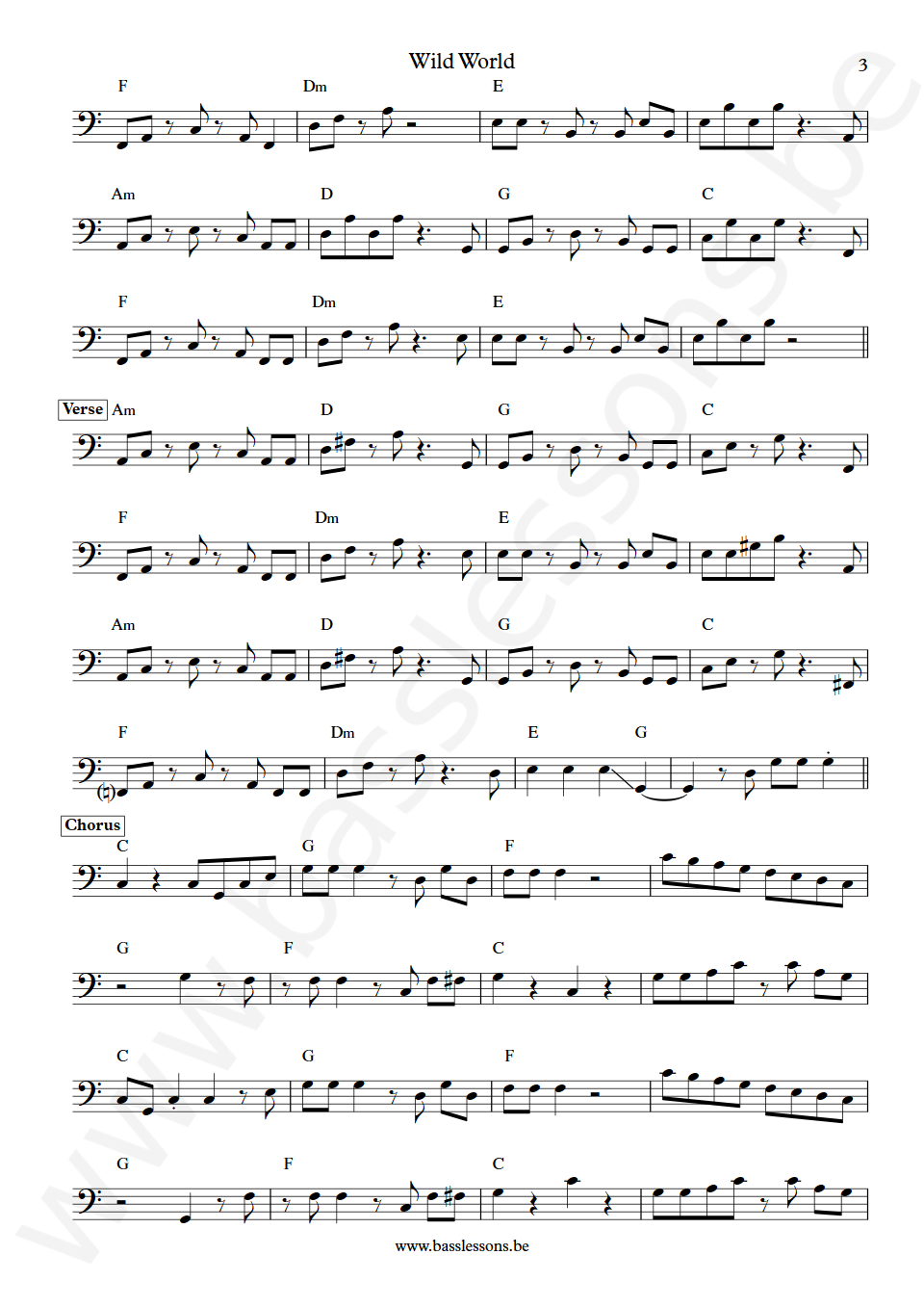 Maxi Priest Wild World Robbie Shakespeare Bass Transcription part 3