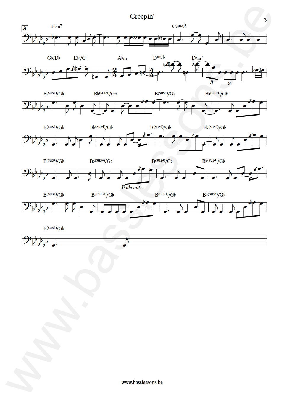 Stevie Wonder creepin Bass Transcription part 3