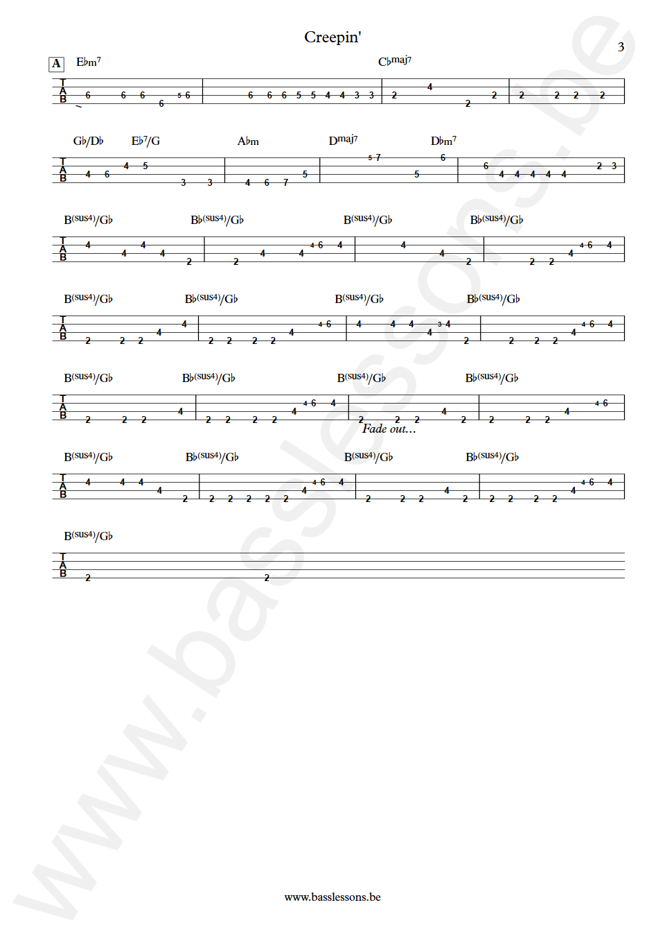 Stevie Wonder creepin Bass Tabs part 3