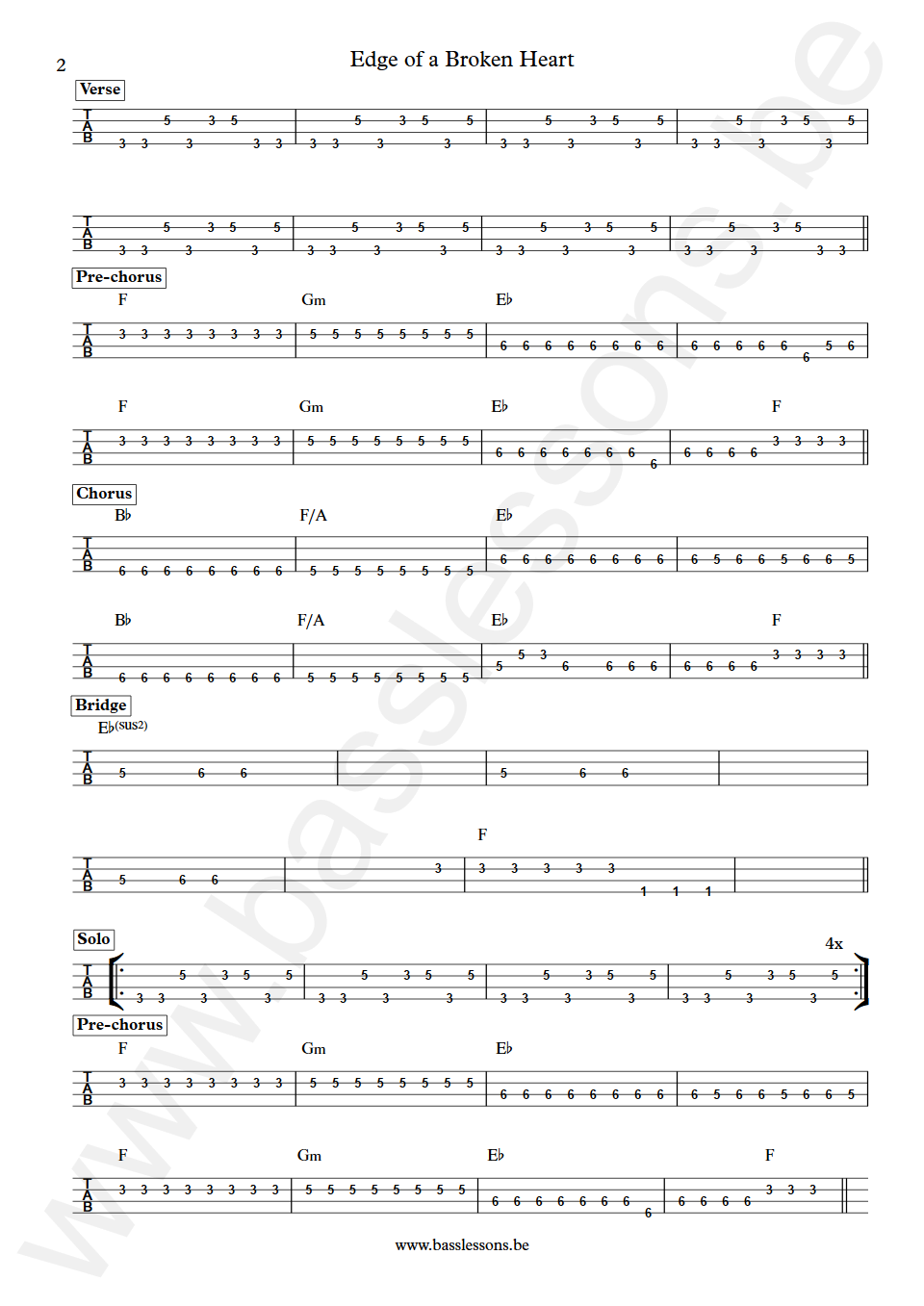 Vixen Edge of a Broken Heart Share Pedersen Bass Tabs part 2