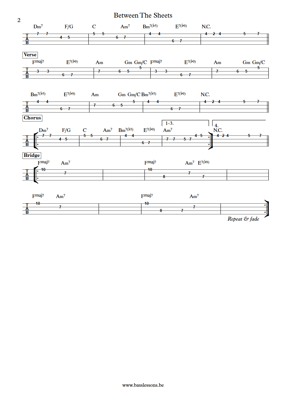 The Isley Brothers Between The Sheets Marvin Isley Bass Tabs part 2