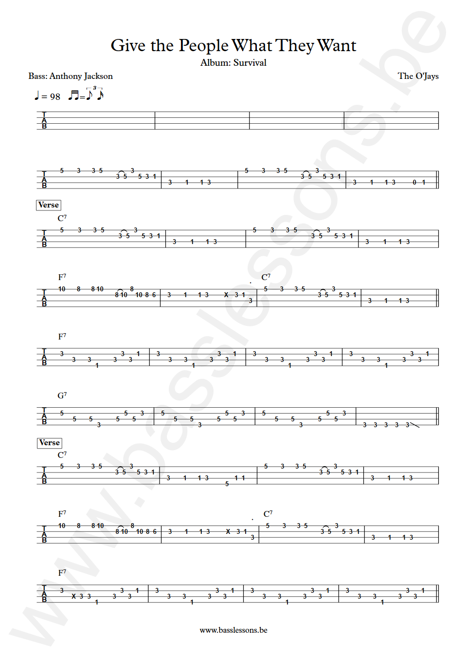 The OJays Give the People What They Want Anthony Jackson Bass Tabs