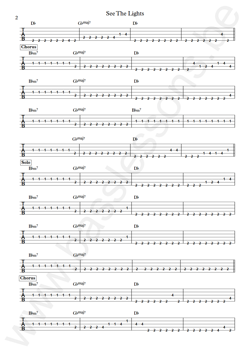Simple Minds See The Lights Malcolm Foster Bass Tabs part 2