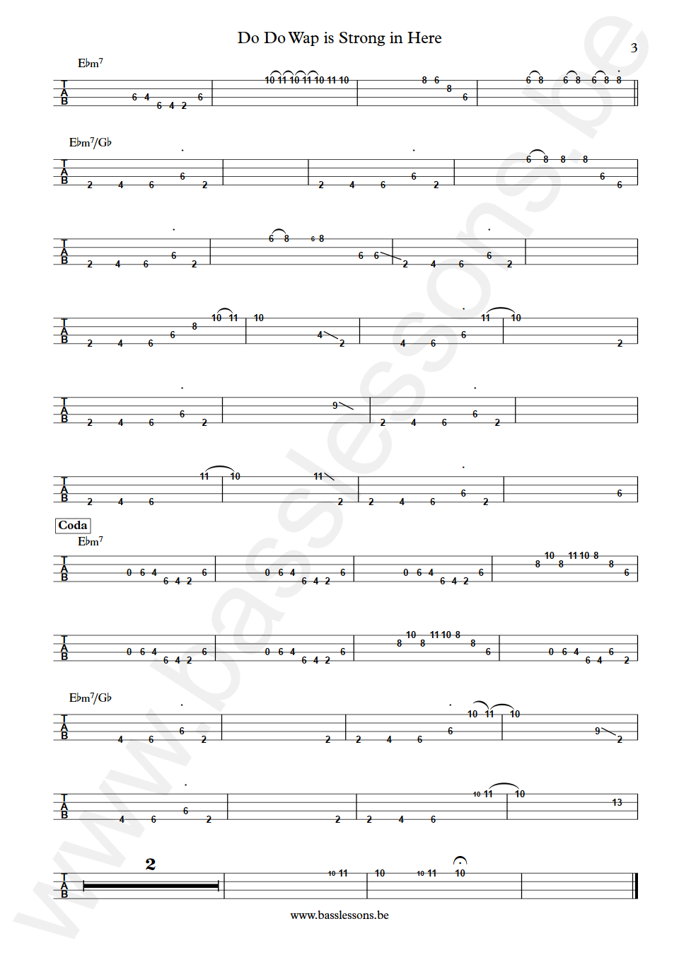 Curtis Mayfield Do Do Wap is Strong in Here Joseph Lucky Scott Bass Tabs part 3