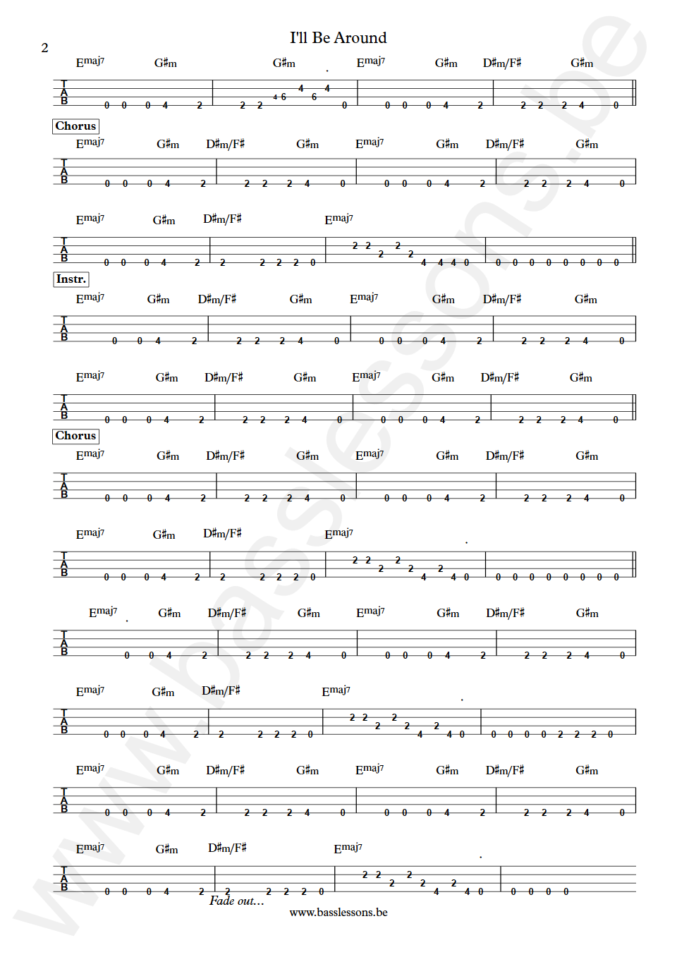 The Spinners I'll Be Around Ronnie Baker Bass Tab part 2