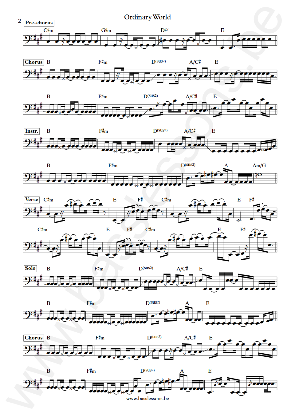 Duran Duran Ordinary World John Taylor Bass Transcription part 2