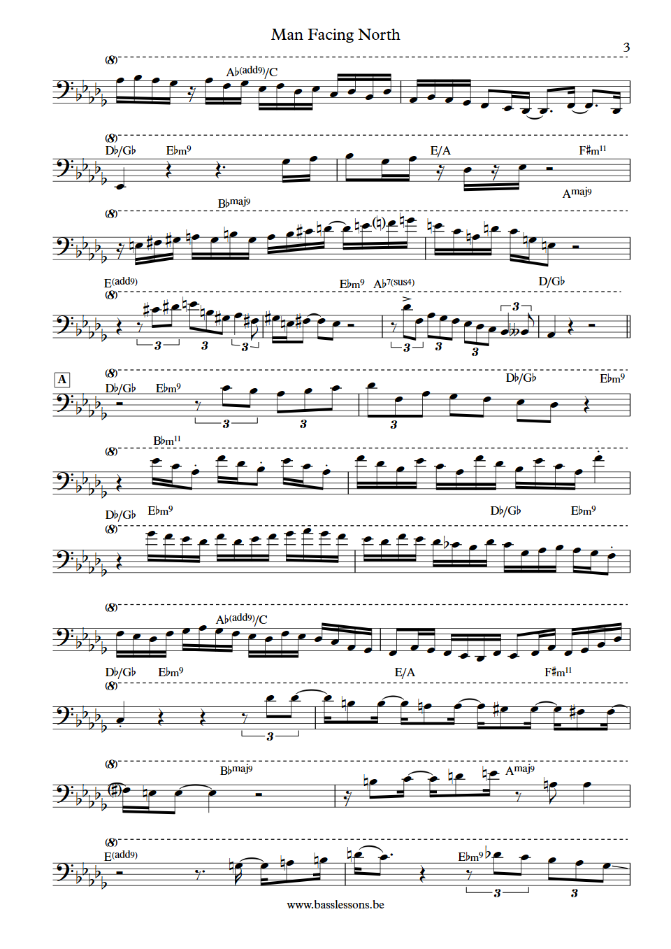 Yellowjackets Man facing north Jimmy Haslip bass Transcription part 3