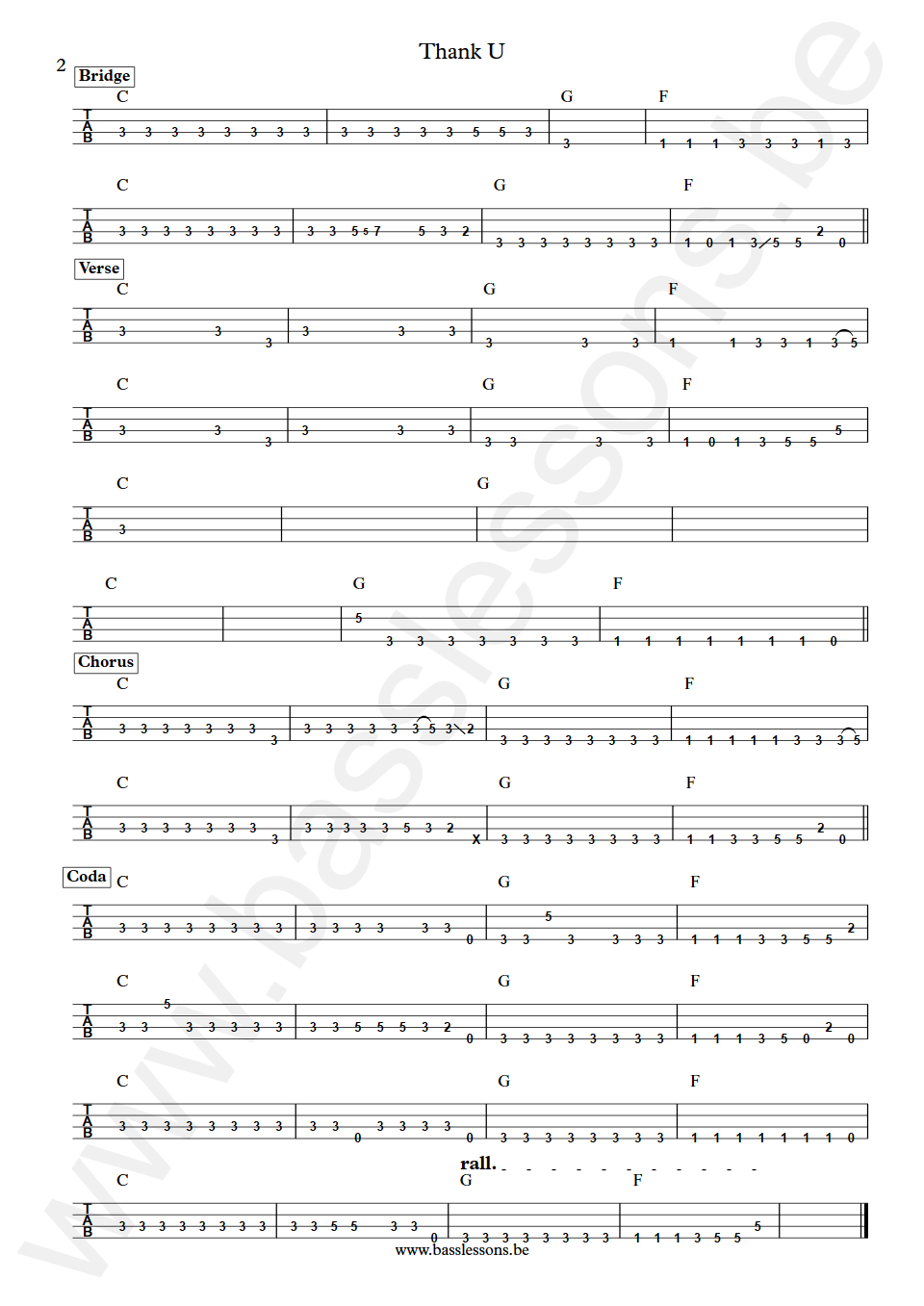 Alanis Morissette Thank U Chris Chaney  Bass Tabs part 2