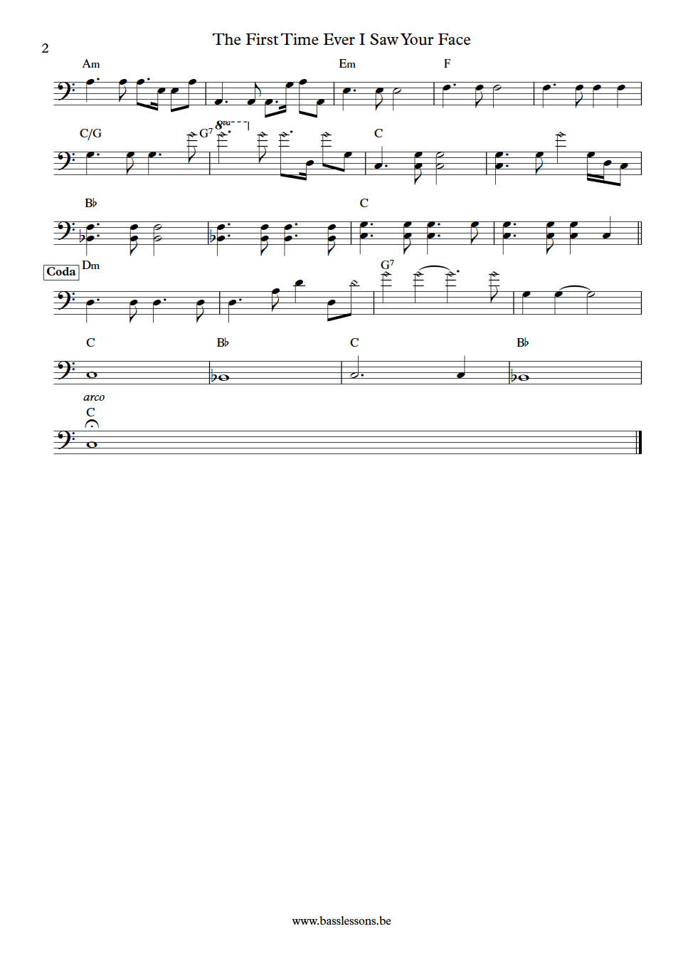 Roberta Flack The First Time Ever I Saw Your Face Ron Carter Bass Transcription part 2