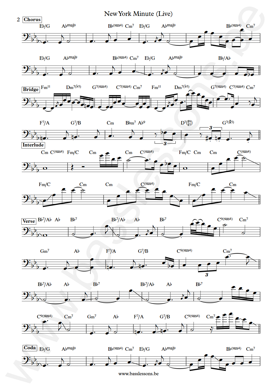 Don Henley New York Minute (Live) Pino Palladino Bass Transcription part 2