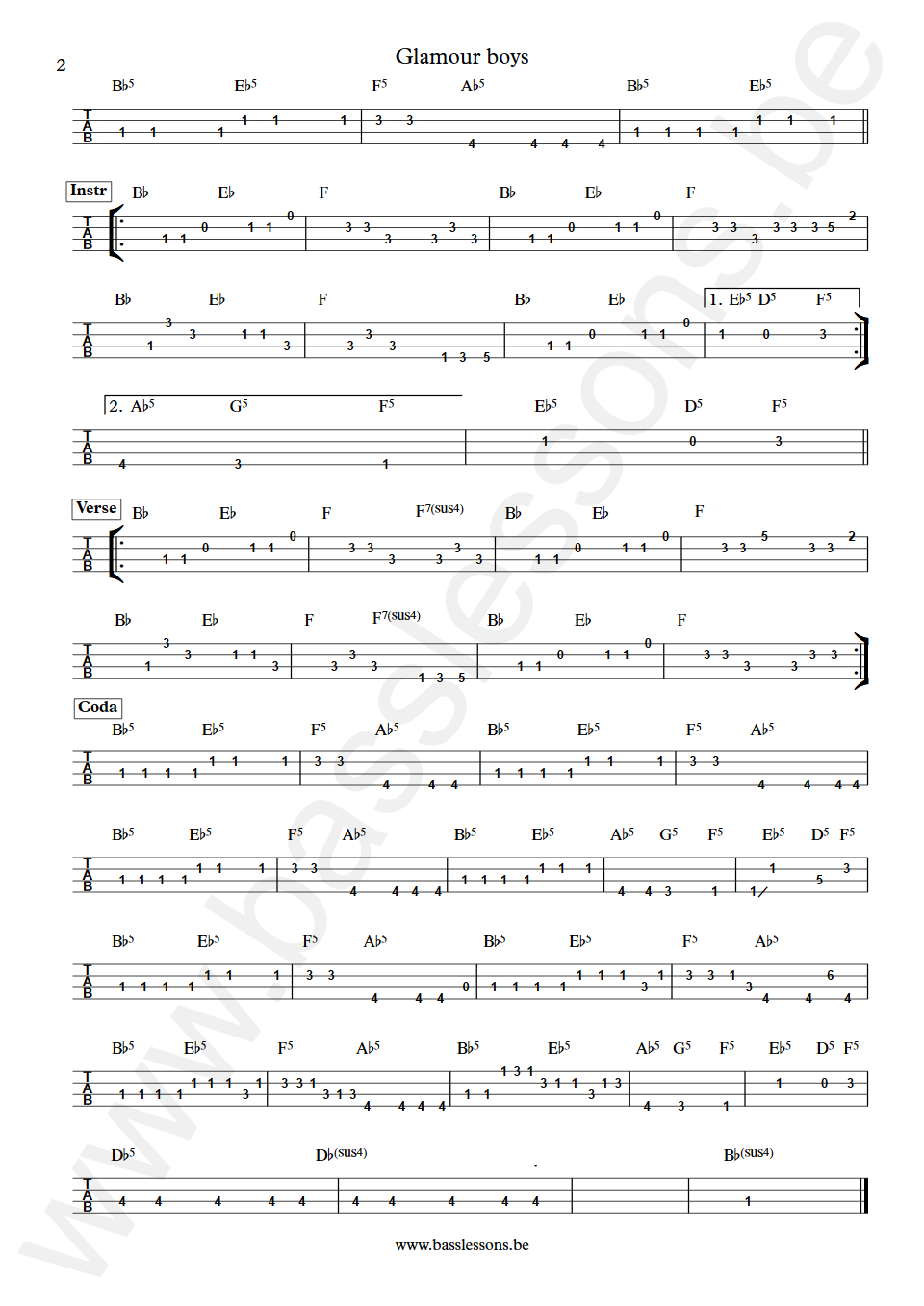 Living Colour Glamour boys Muzz Skillings Bass Tabs part 2