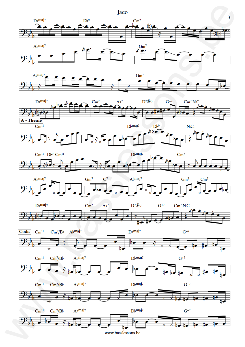 Pat Metheny Group Jaco Mark Egan Bass Transcription part 3