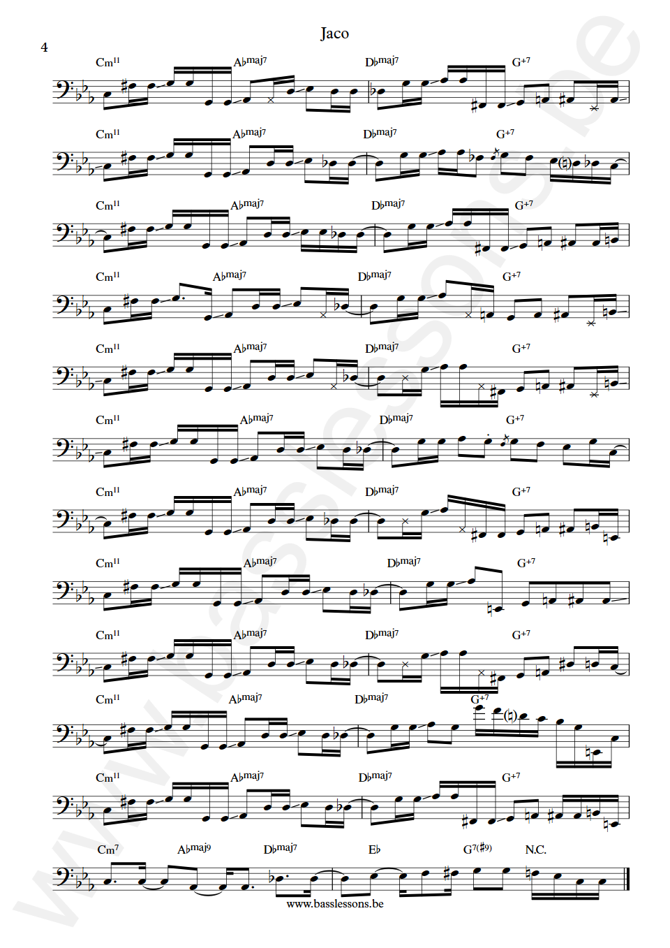 Pat Metheny Group Jaco Mark Egan Bass Transcription part 4