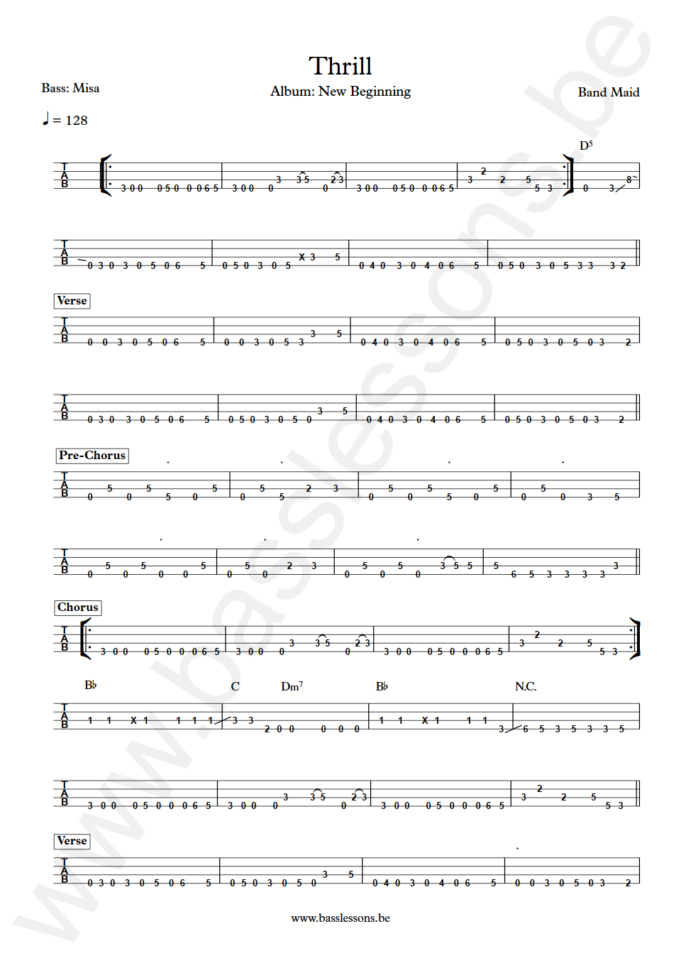 Band Maid Thrill Misa Bass Tabs