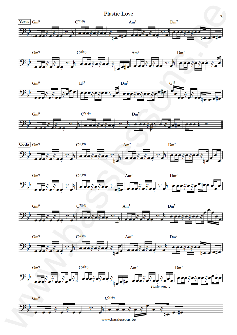 Mariya Takeuchi Plastic Love Koki Ito Bass Transcription part 3