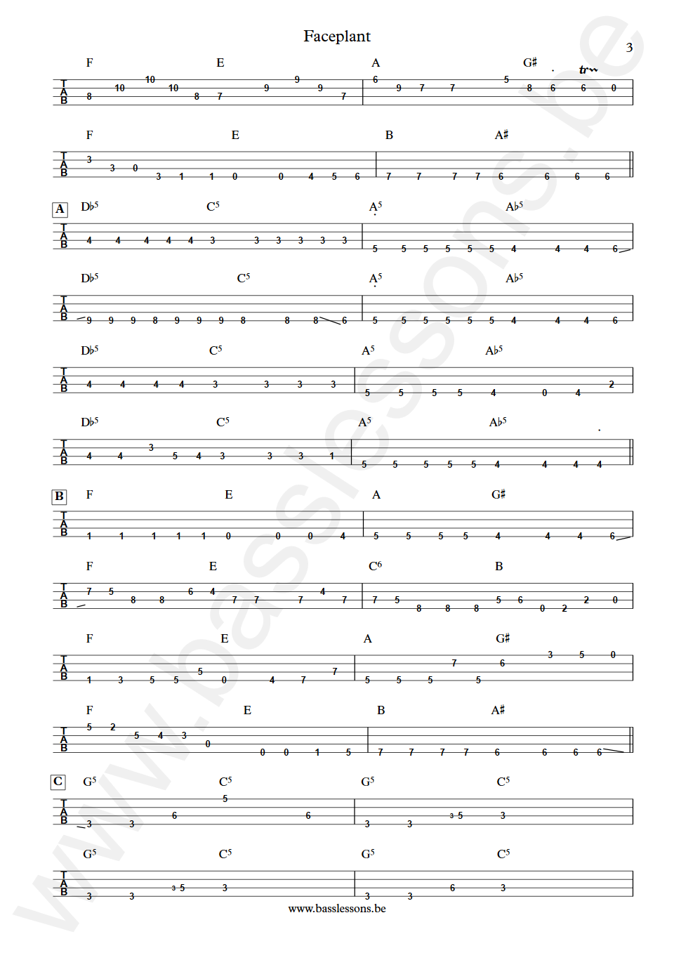 Donny McCaslin  Faceplant Tim Lefebvre Bass Tabs part 3