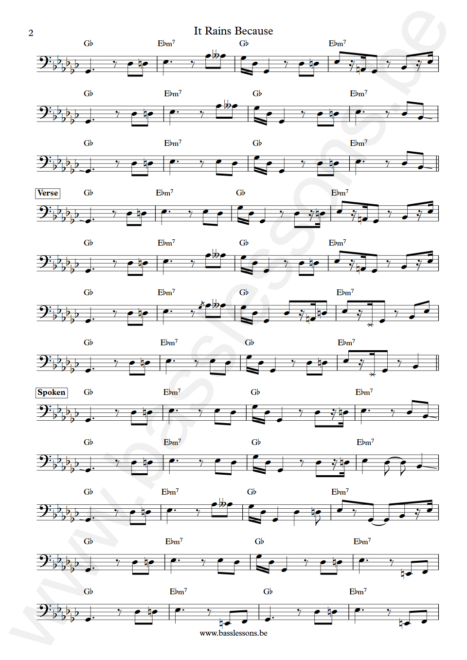 Caroline Crawford It Rains Because Ted Waterhouse Bass Transcription part 2