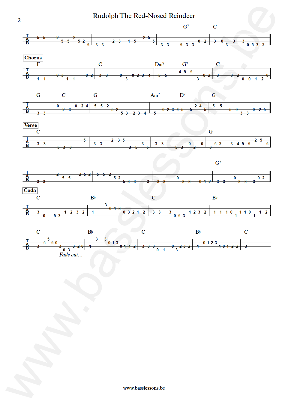 The Temptations Rudolph The Red-Nosed Reindeer James Jamerson Bass Tabs part 2
