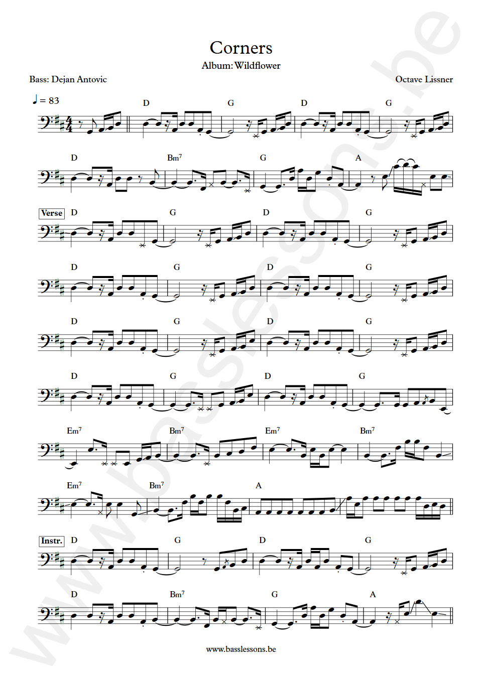 Octave Lissner Corners Dejan Antovic Bass Transcription