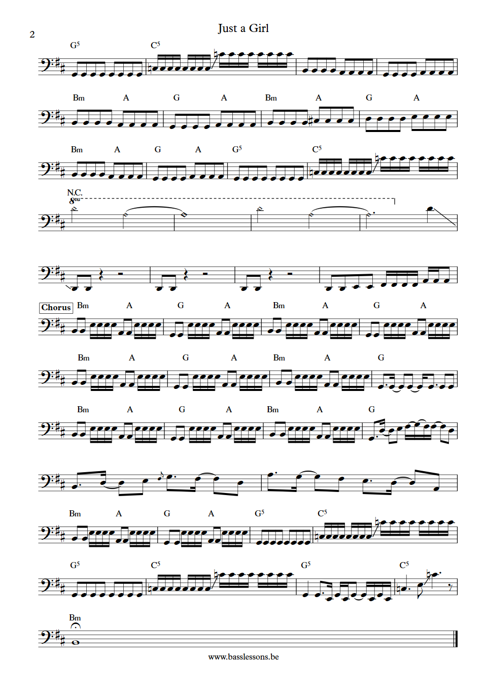 No Doubt Just a girl Tony Kanal bass transcription part 2