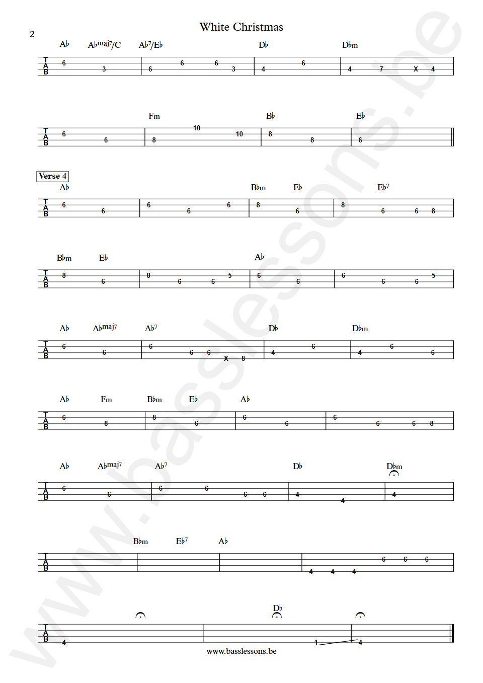 Human Nature White Christmas Damien Farmer Bass Tabs part 2