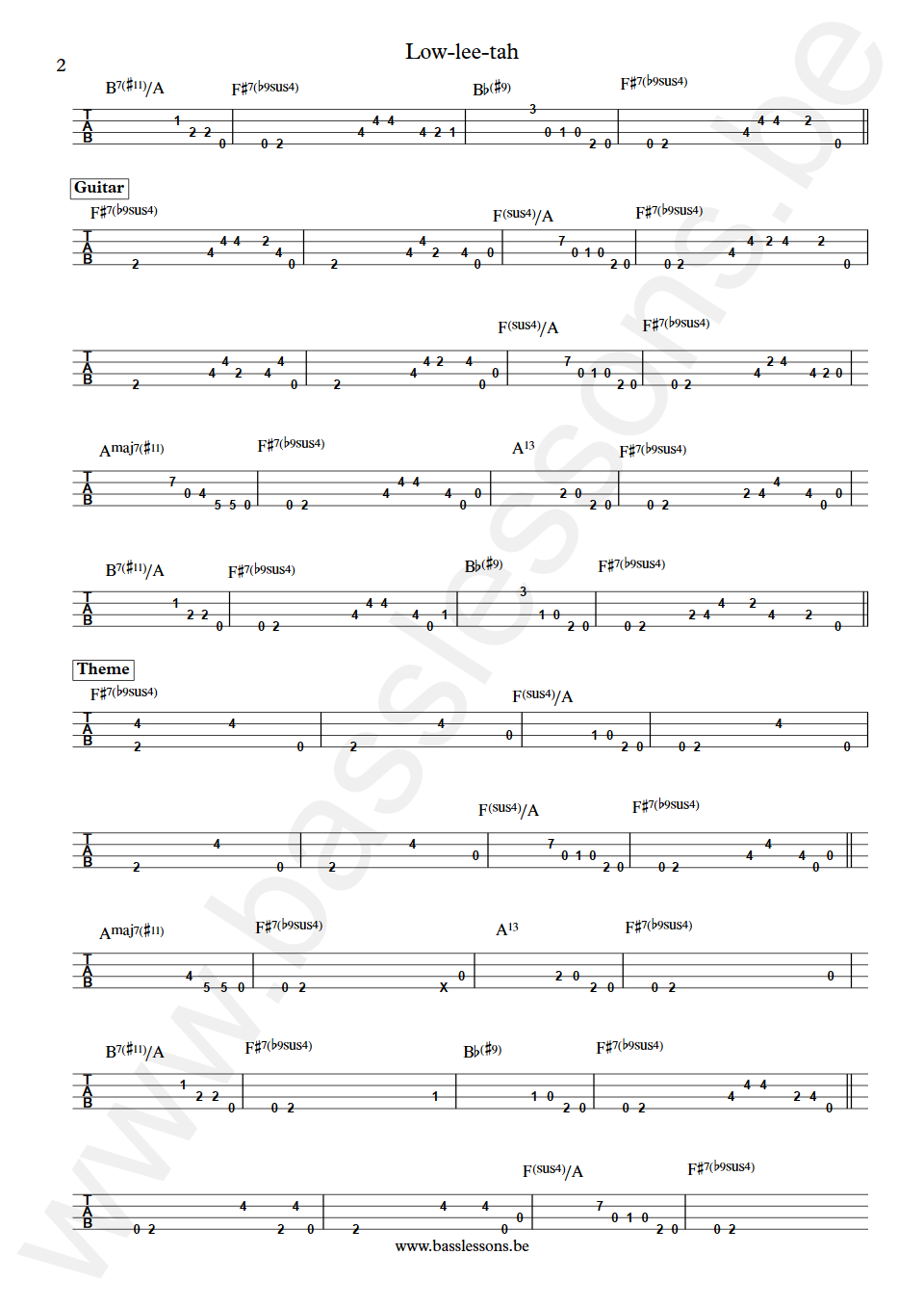 Larry Coryell Low-lee-tah Danny Trifan Bass Tabs part 2