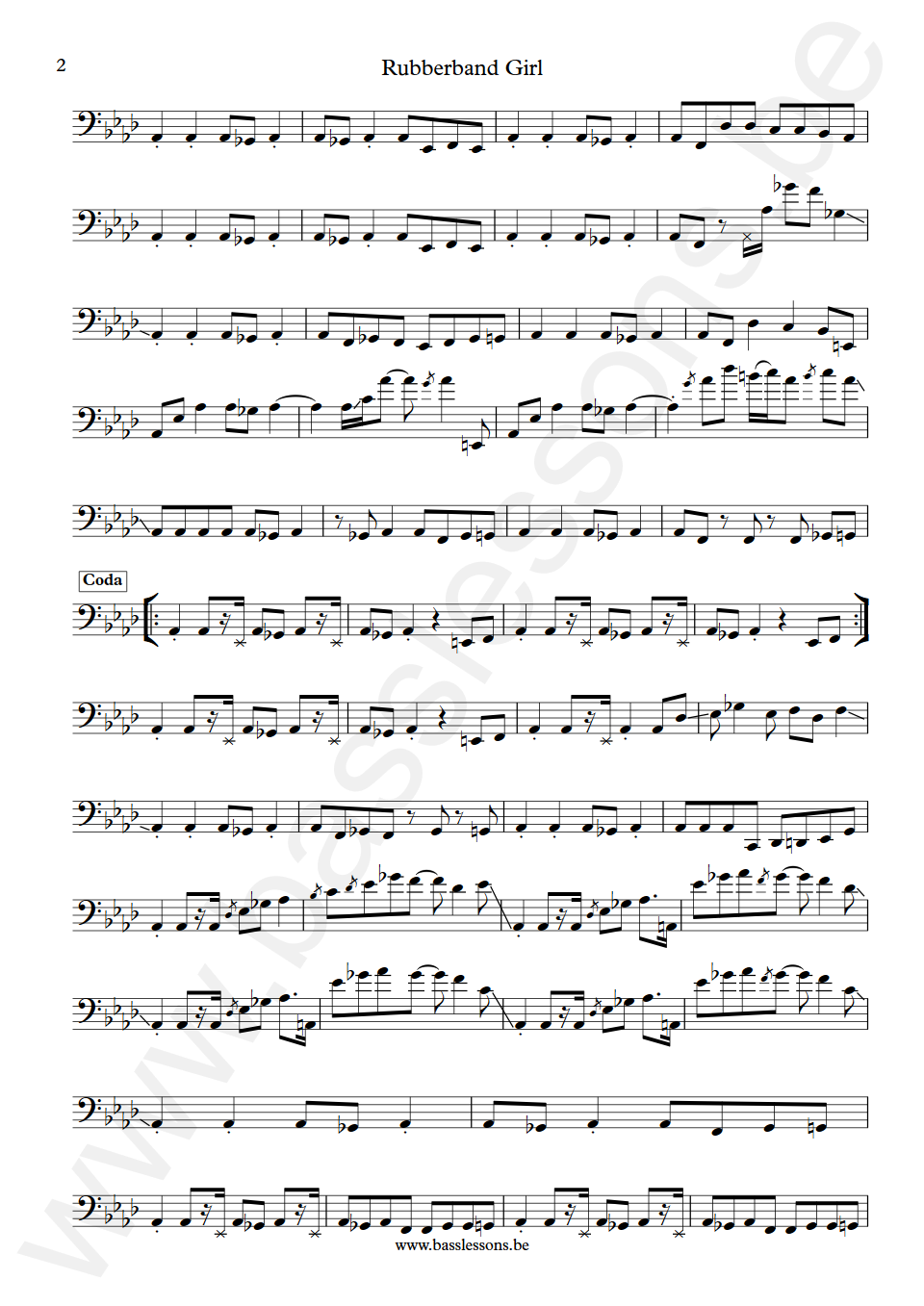 Kate Bush Rubberband Girl John Giblin Bass Transcription part 2