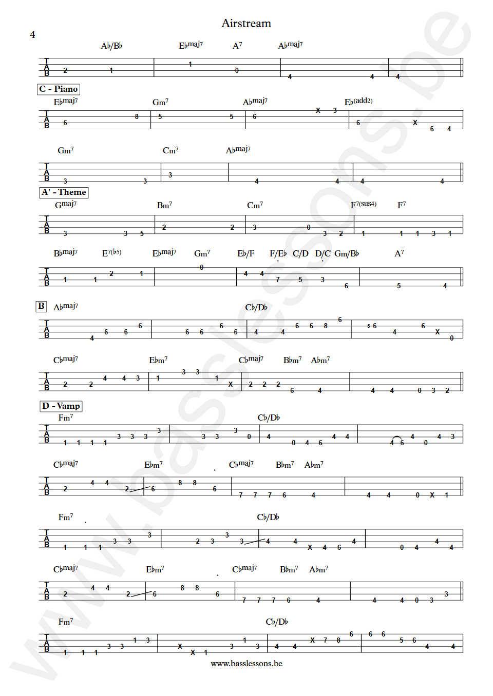 Pat Metheny Airstream Mark Egan Bass Tabs part 4