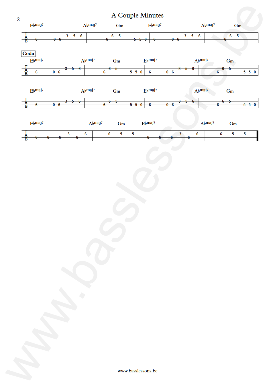 Olivia Dean A Couple Minutes Bass Tabs part 2