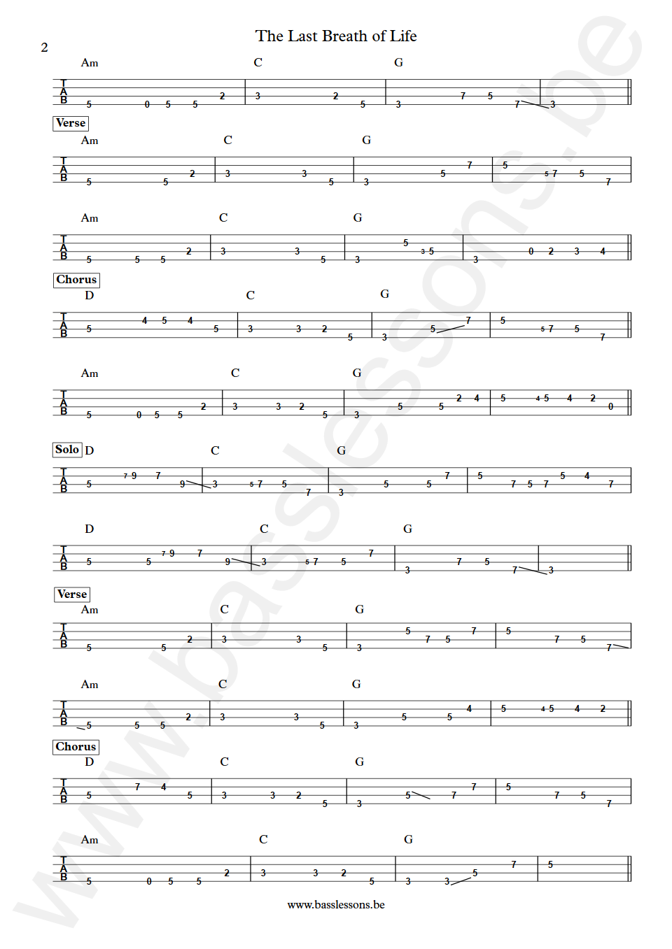 Joe Wilkinson The Last Breath of Life Leland Sklar Bass Tab part 2