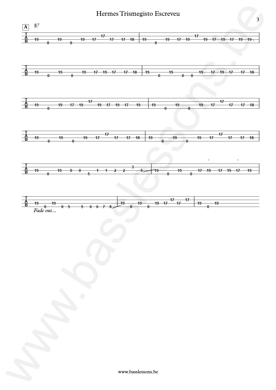 Jorge Ben Hermes Trismegisto Escreveu Dadi Bass Transcription tab part 3