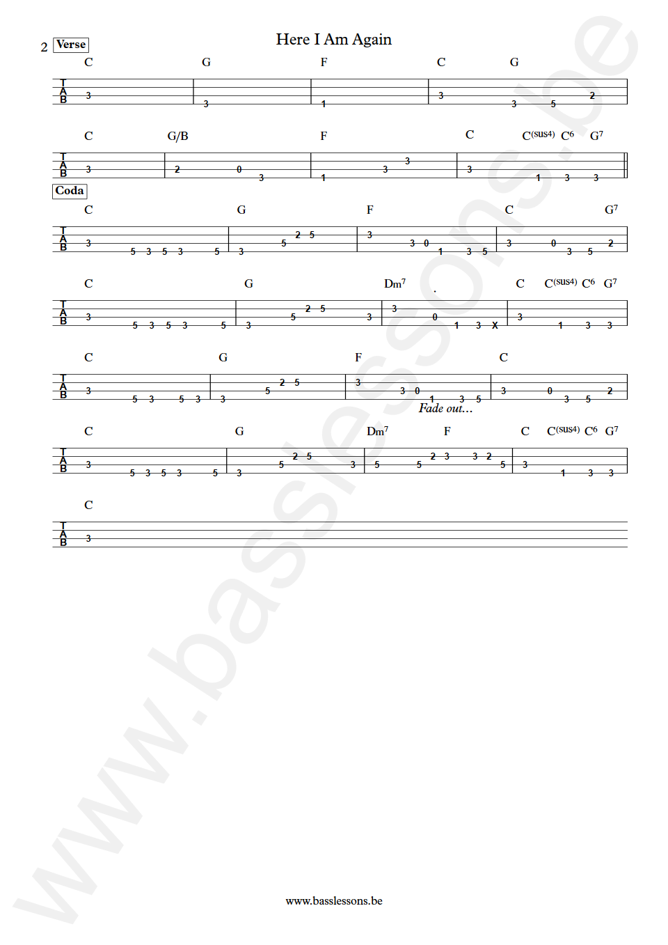 Candi Staton Here I Am Again David Hood Bass Tab Part 2