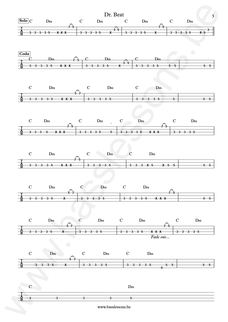 Miami sound machine Dr. beat Juan Marcos Avila Bass Tab part 3