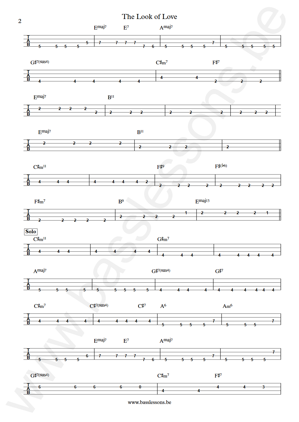 Dusty Springfield The Look of Love Douggie Reece Bass Tabs part 2