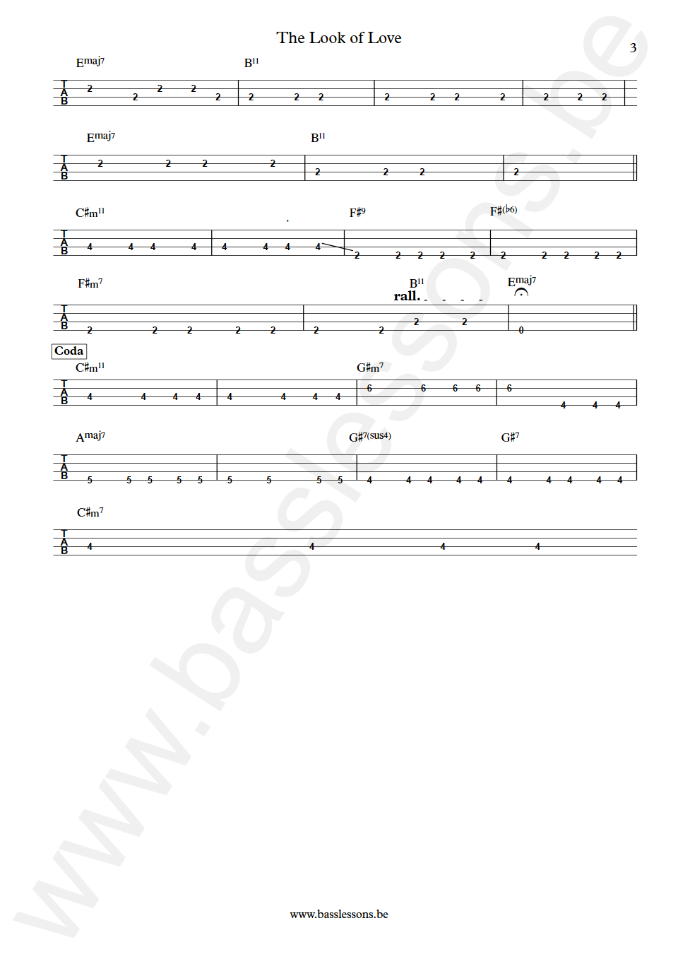 Dusty Springfield The Look of Love Douggie Reece Bass Tabs part 3