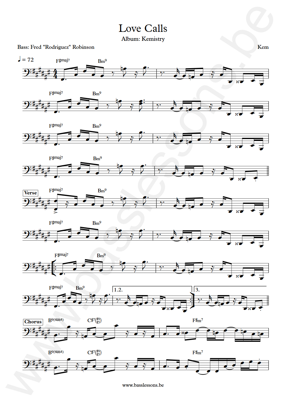 Kem Love Calls Fred Rodriguez Robinson Bass Transcription
