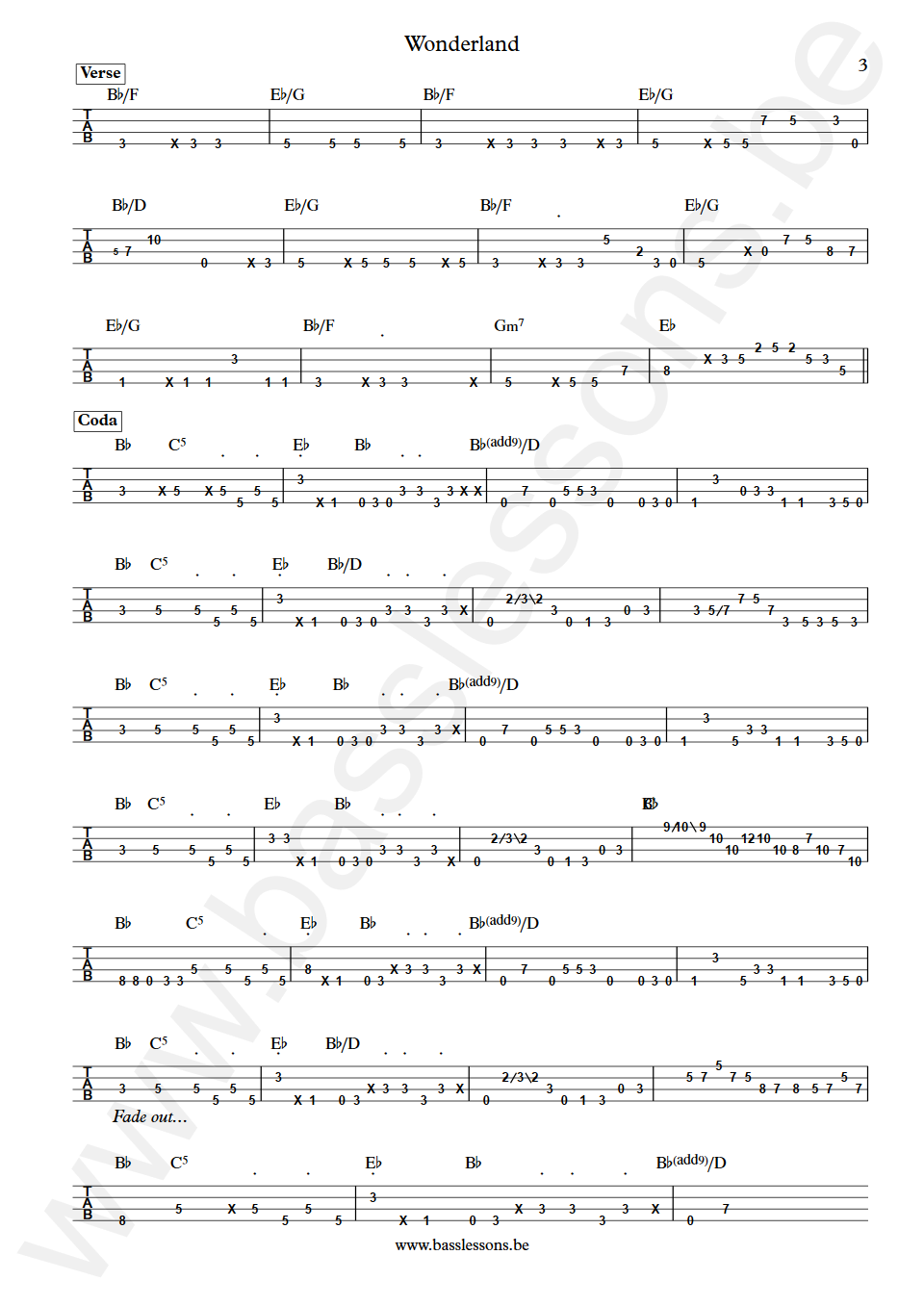 Paul Young Wonderland Pino Palladino Bass Tabs part 3