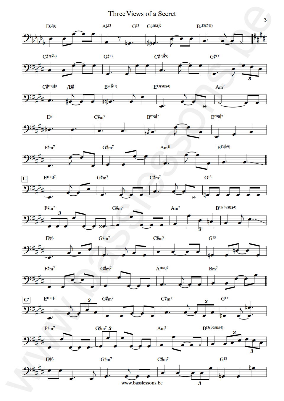 Bob Mintzer Three Views of a Secret Jeff Andrews Bass Transcription part 3