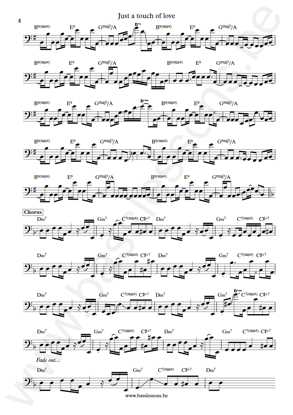 Slave Just a touch of love Mark Adams Bass Transcription part 4