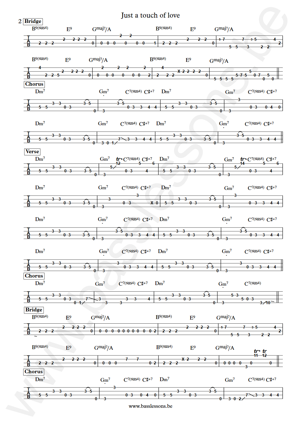 Slave Just a touch of love Mark Adams Bass Tabs part 2