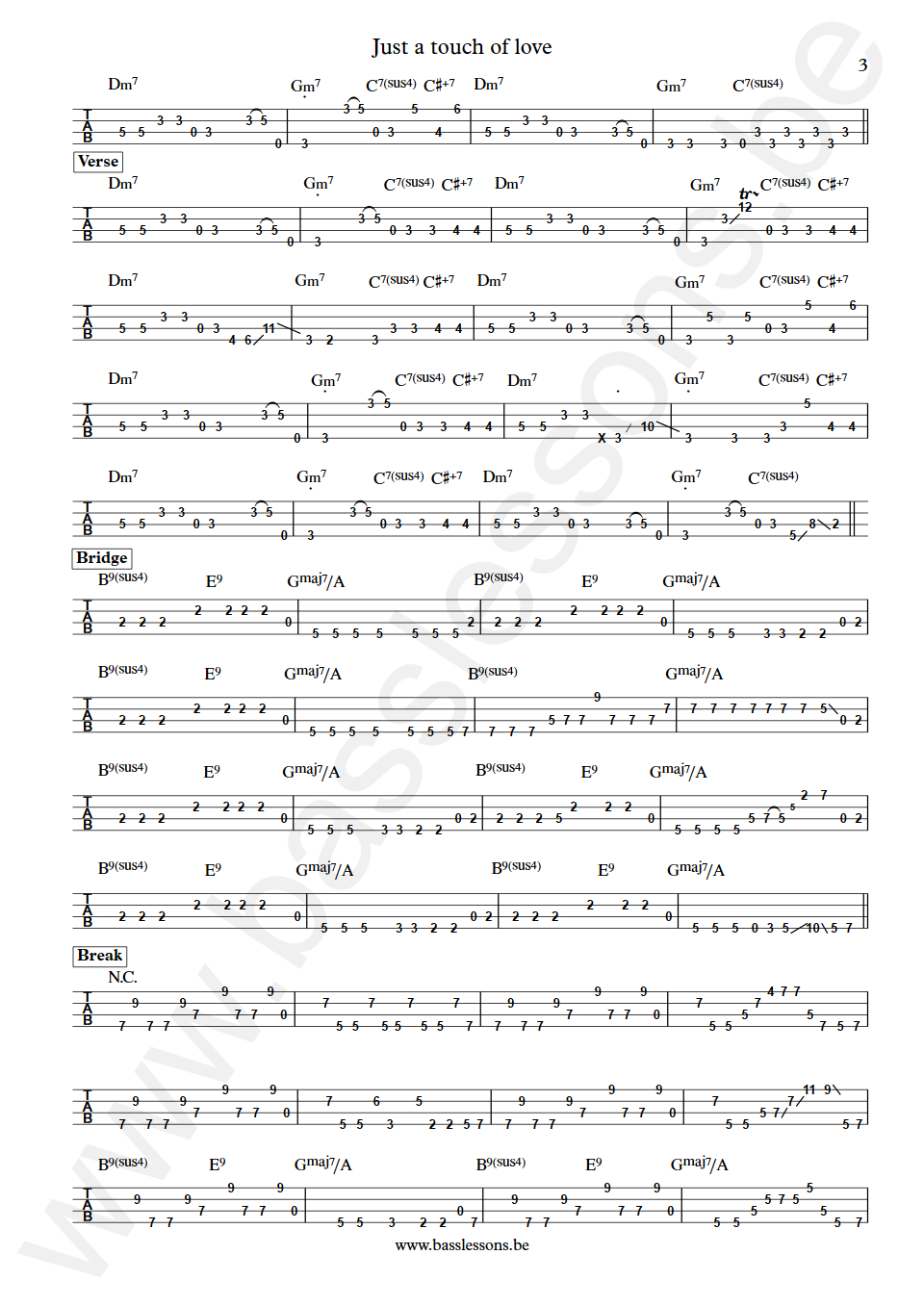 Slave Just a touch of love Mark Adams Bass Tabs part 3
