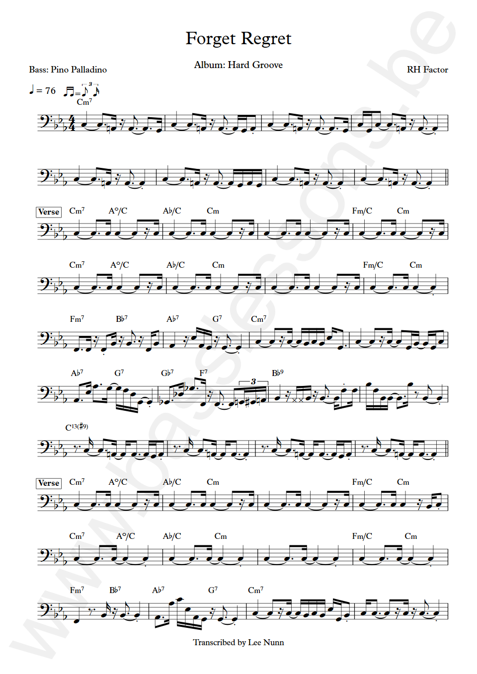 RH Factor Forget Regret Pino Palladino Bass Transcription