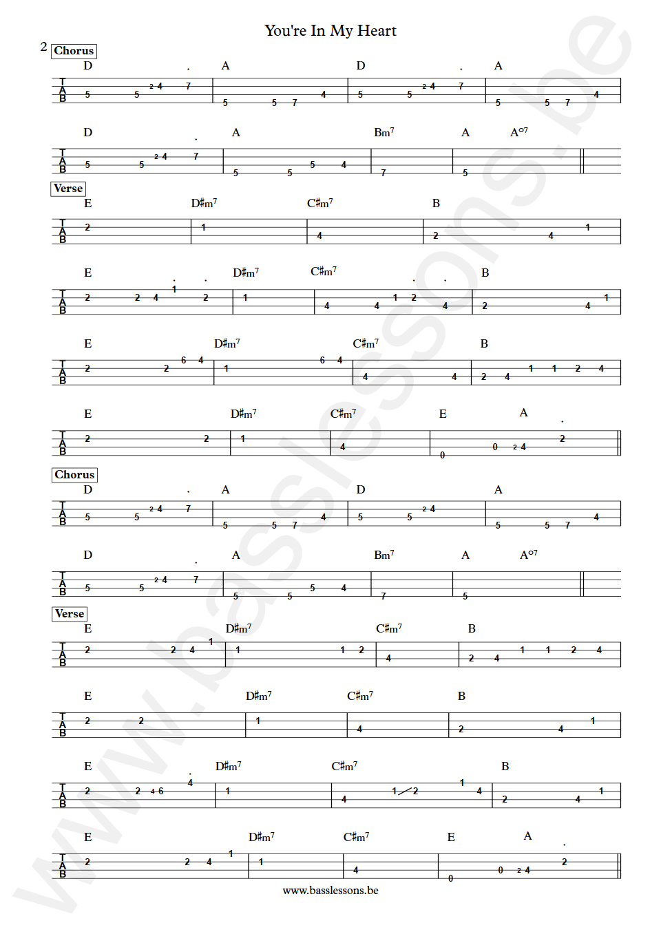 Rod Stewart Youre In My Heart Phil Chen Bass Tabs part 2