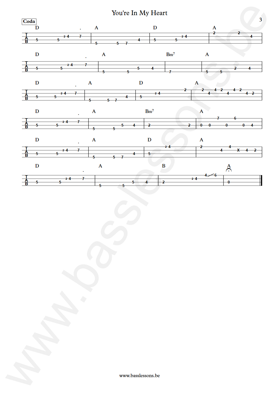 Rod Stewart Youre In My Heart Phil Chen Bass Tabs part 3